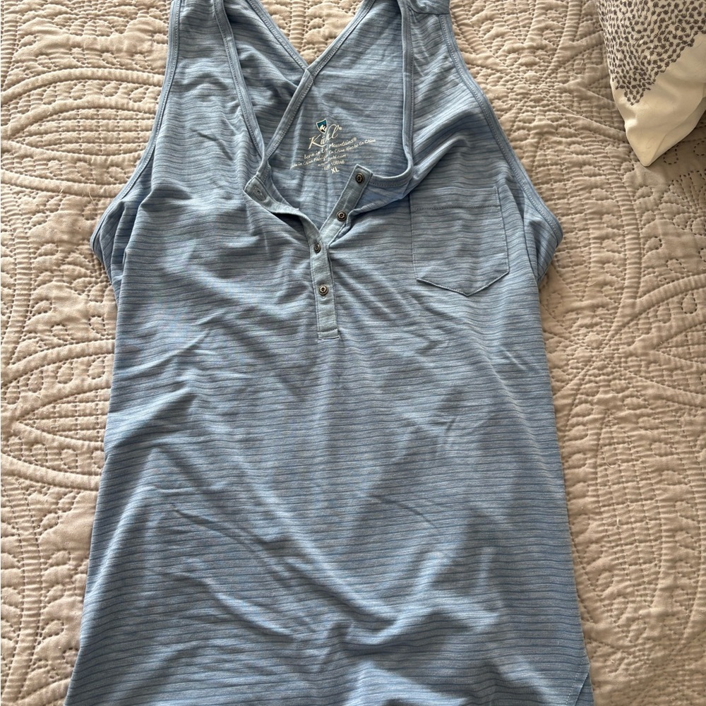 Kuhl Light Blue Tank Top with Buttoned Neckline